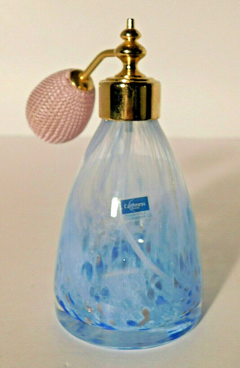 Vintage Perfume Pink Perfume Bottle With Bulb Caithness Blue Gold