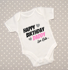 Personalised Happy Birthday Daddy Dad Baby Grow Babygrow Bodysuit Gift Pink Blue