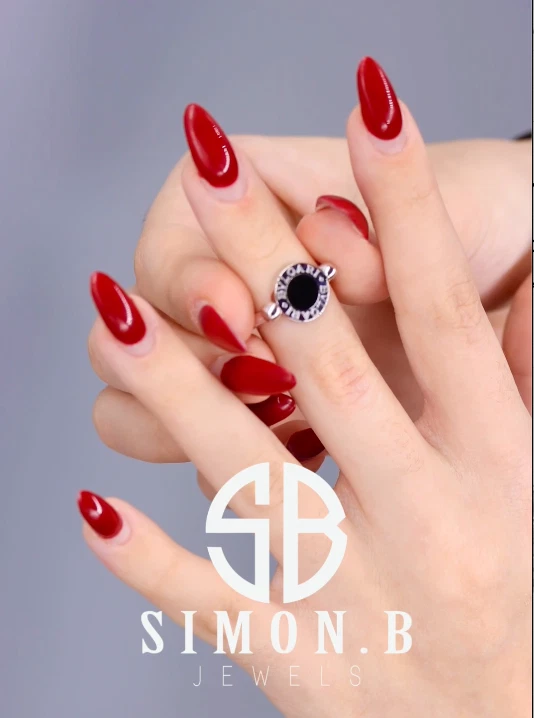 Anillo abatible BVLGARI BVLGARI oro blanco 18 quilates diamante ónix Italia talla 3 Foto 4 de 4