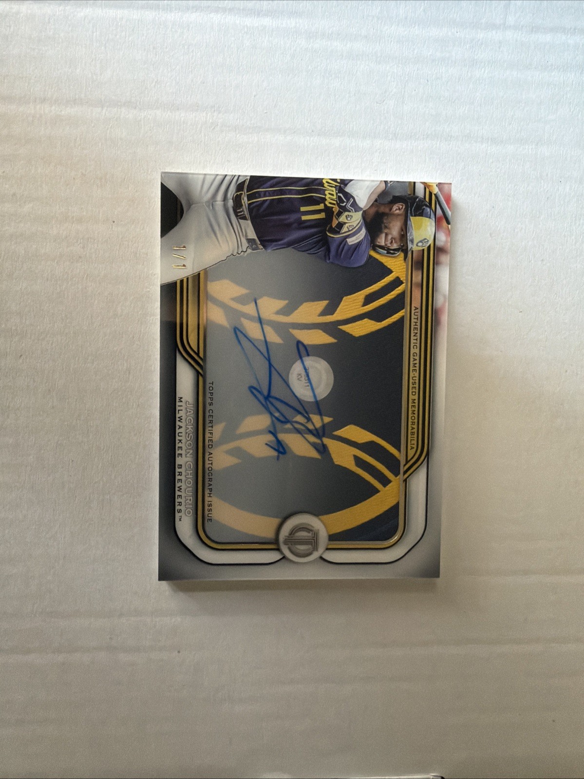 2026 Topps Tribute Jackson Chourio MIL Prime Patch Auto Relic PPA-JAC 1/1 Black