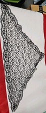 Vintage 1970s Black Nylon Chapel Mantilla Scarf, Chapel Church Veil