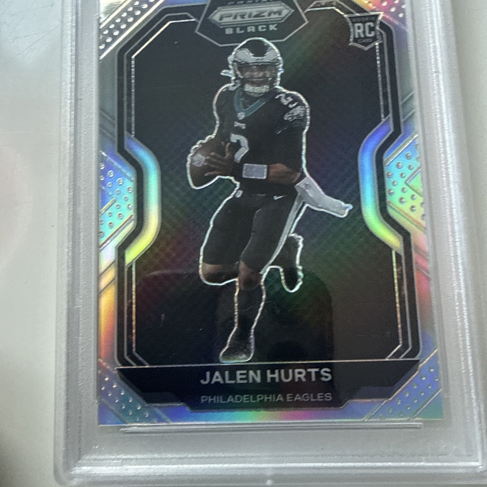 2020 Panini Chronicles Jalen Hurts #PB-19 Prizm Black Silver RC Eagles PSA 9 view 4