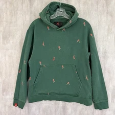 Nike Jordan Hoodie Mens Small Essentials Jumpman All Over Print Green Retro