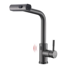 Black Stainless Touchless Kitchen Faucet with Pull Down Sprayer, 15  Hight Si...