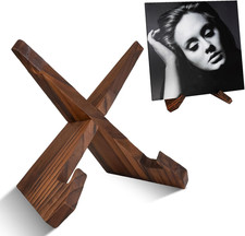 Now Playing Vinyl Record Album Stand - Rustic Brown Handcrafted Solid Wood