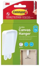 5x Command Jumbo Canvas Hanger Hooks - 1 Hook + 4 Strips Each, Damage Free 2kg