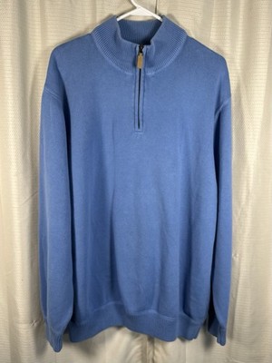 Eddie Bauer Mens 1/4 Zip Pullover Size XXL Blue Knit Sweater Casual Office