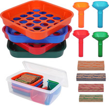 PONNOR Coin Sorter Trays & Coin Counter Tubes, 4 Color Coded Coin Separator Tray