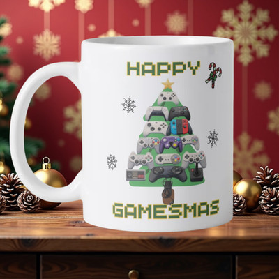Happy Gamesmas Neuheit Weihnachten Gamer Tasse 