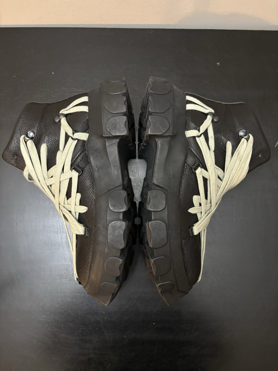 Rick Owens Megalace Bozo Tractor Leather Sneaker Boots Black | eBay