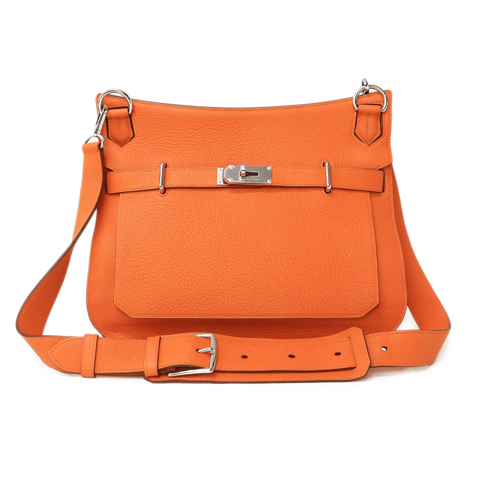 HERMES Jypsiere 34 Taurillon Clemence leather, Orange Shoulder Bag