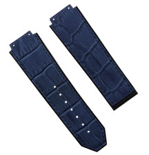 26MM ALLIGATOR LEATHER RUBBER BAND STRAP FOR HUBLOT BIG BANG CERANIC BLUE