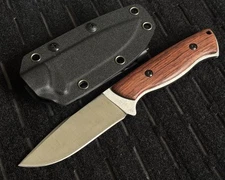 8” Fixed Blade Knife Full Tang Wood Handle Kydex Sheath Vertical Horizontal