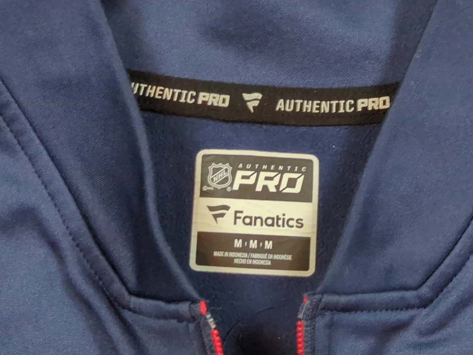 Abrigo Chaquetas Columbus Azul Para Hombre Medio Azul Cremallera Completa Fanáticos NHL Auténtico Pro Foto 3 de 4