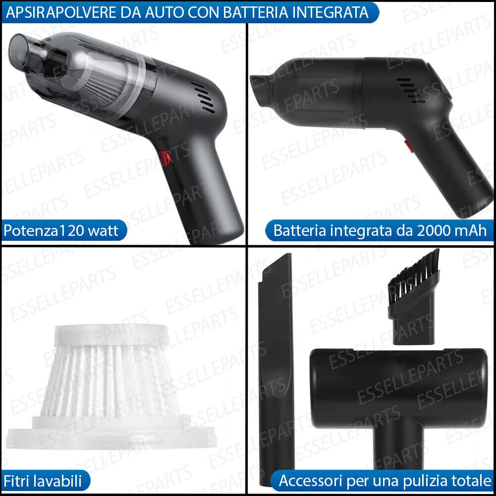 Mini Aspirapolvere Auto 120W Ricaricabile - Speciale per Audi TT FV - 2