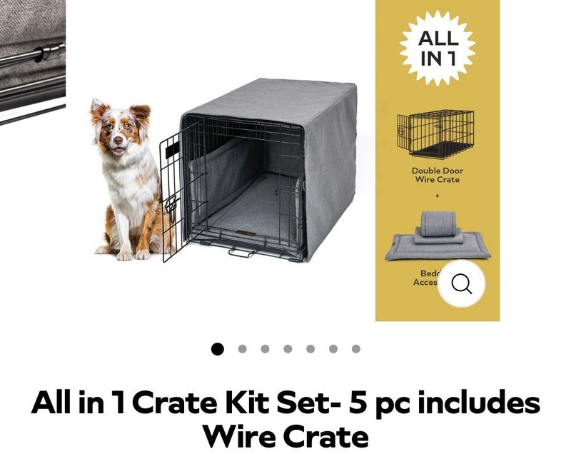 JAX & BONES All in 1 Crate Kit Set 48in Steel Wire Dog Crate, L, Double Door