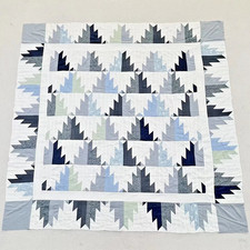 Handmade Alpine Frost Ridge Cotton Patchwork quilt top/topper 86x86"
