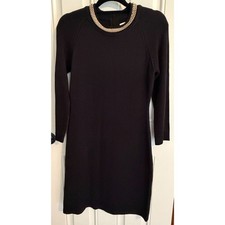 Calvin Klein Sweater Dress M with gold neck accent