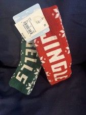 Jingle Bells Themed Holiday Knit Look Headbands set/2 Winter Ski Red Green 1Size