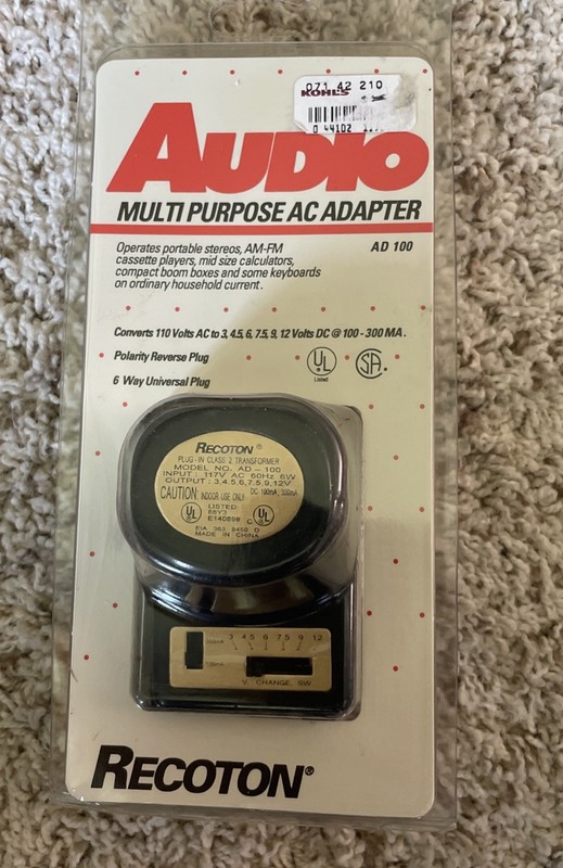 Recoton Audio Multi Purpose AC Adapter AD100