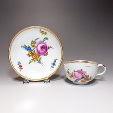 Meissen Marcolini Ruri Flower Cup Saucer Antique 1780-90 Hand Painted