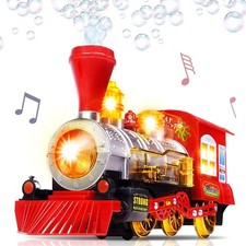 ArtCreativity Christmas Train Toy Bubble Mach...
