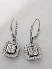 14kt White Gold And Diamond Earrings