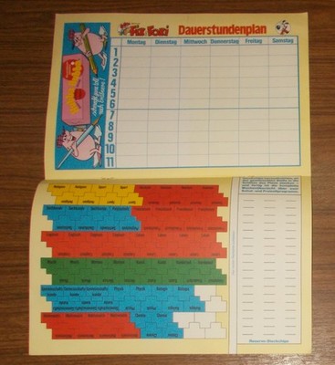 Seltene Werbung HUBBA BUBBA Stundenplan mit Steckchips - Dauerstundenplan 1982