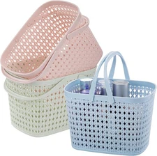 Frcctre 3 Pack Portable Shower Caddy Basket, Plastic Blue, Pink, Green 