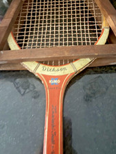 Vintage Dickson Court King Wooden Tennis Racket w/ Original Wood Press Cover