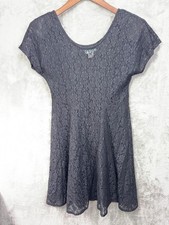 Vintage Sheer Lace Mini Dress 9 USA Made Floral LBD Layering Whimsigoth 90s