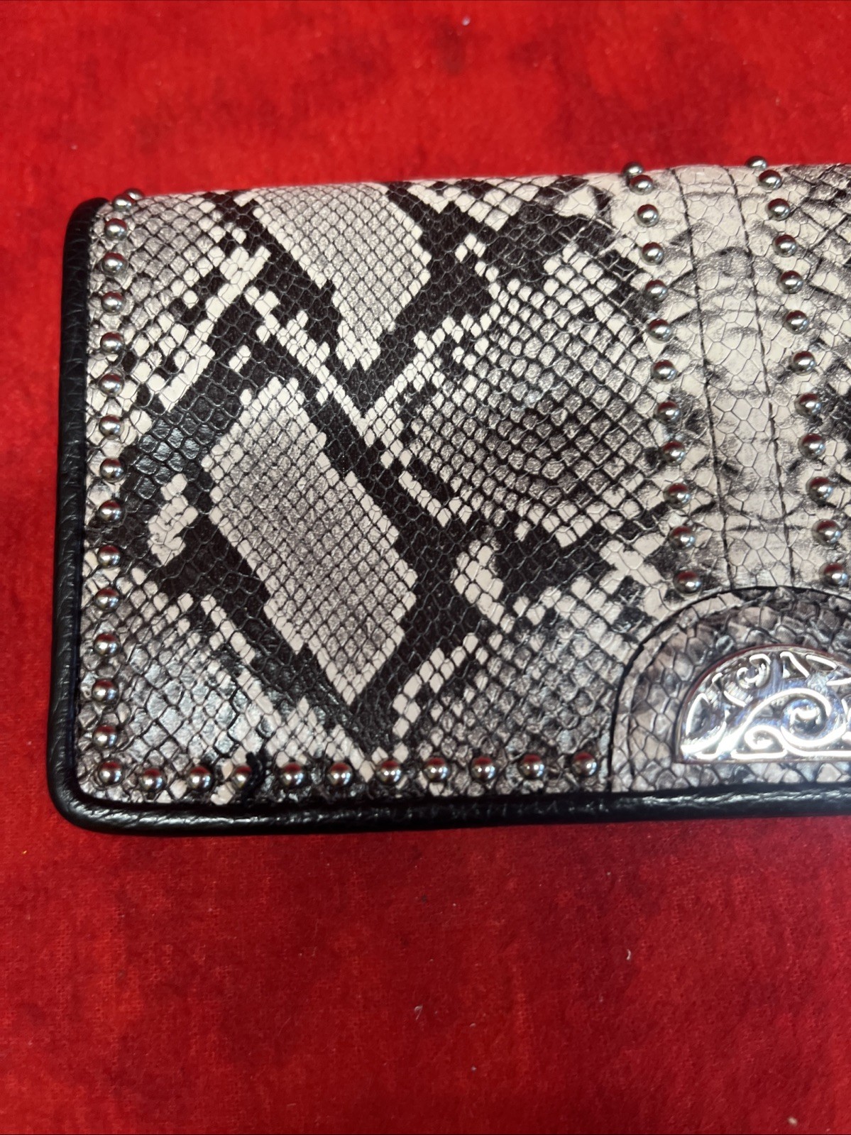 BRIGHTON ROCKMORE LARGY PYTHON BLACK LEATHER WALL… - image 2