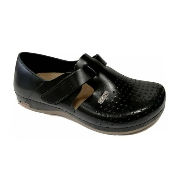 Women LEON Sabots Black Leather 39