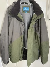 Polar Edge Mens Jacket green Black Hood Pockets Insulated Lined Size XXL