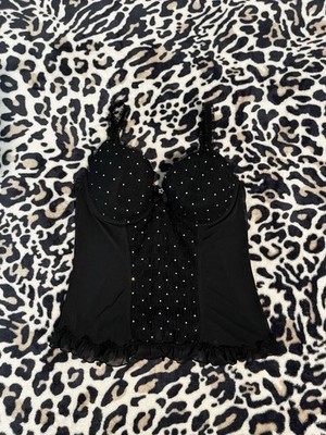 Secret Treasures Rhinestoned Corset Top with Ruffles Size Small/ Medium