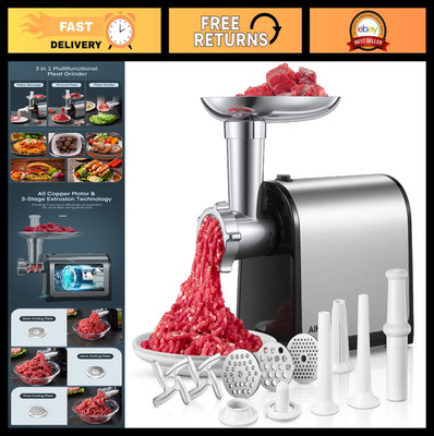 Heavy Duty Electric Meat Grinder & Sausage Stuffer, 3200W, 3 Tubes, 2 Blades, St