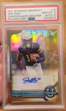 JEFF SIMS 2021 -22 BOWMAN UNIVERSITY 1ST CHROME GOLD RC AUTO /50 PSA 10 POP 1