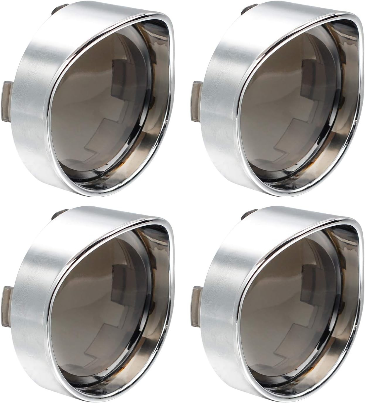 NTHREEAUTO 2 Inch Bullet Smoked Turn Signal Light Lens Cover with Chrome Visor B