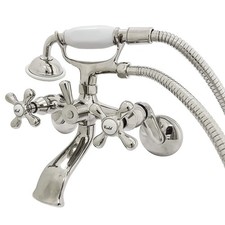 Kingston KS266PN Wall Mount Clawfoot Tub Faucet, Polished Nickel