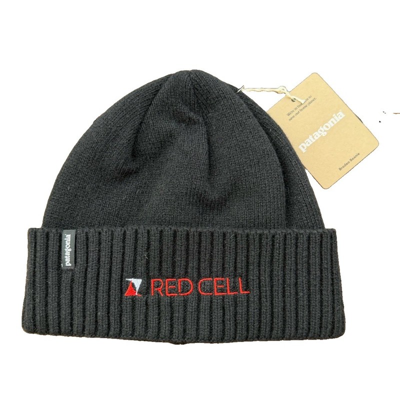 Patagonia Black Solid Knit Cuffed Beanie Hat Embroidered Cuff One Size Men
