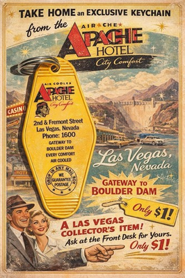 #ad APACHE HOTEL inspired Casino keytag $5.51