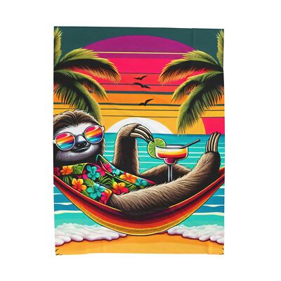 Velveteen Plush Blanket Sassy Sloth Beach Margarita Sunglasses Beach Home Relax