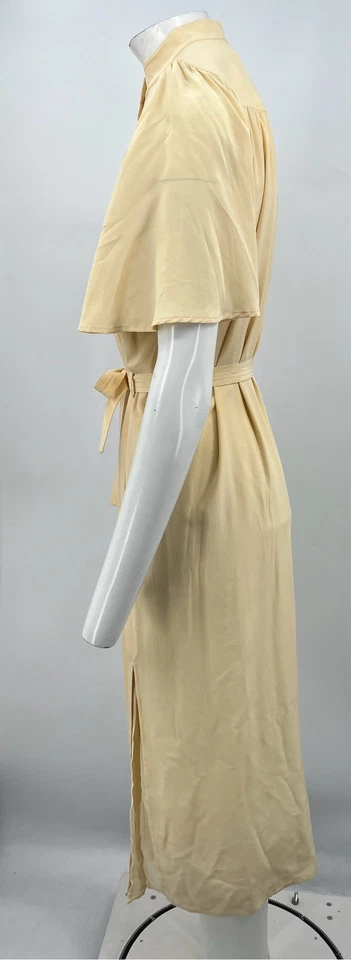 Vanessa Bruno 奶油色丝绸短袖腰带迷笛连衣裙 36 码 — 第 2/4 张图片