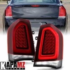 2pcs Tail Lights For 2015-2023 Chrysler 300 Black Trim LED Tail Light Brake Lamp