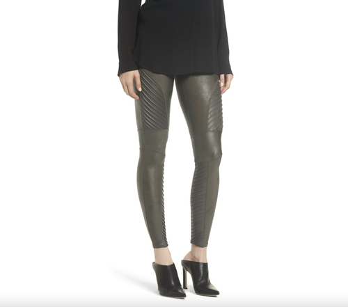 Spanx Faux Leather Moto Leggings Size 