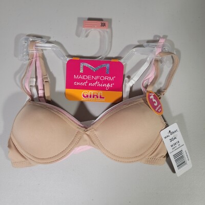 Maidenform Bra Girls 30A Sweet Nothings Underwire 3 Pack Cuban Sand Rose White