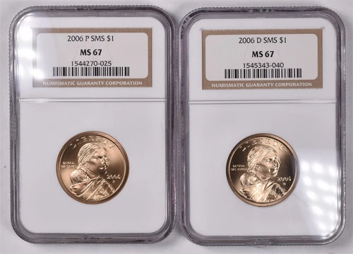 2006-P&D SMS Sacagawea Dollar - NGC MS67/67 - 2 Coin Set 