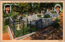 Vintage Postcard Tombs of Wild Bill Calamity Jane Mt. Moriah Cemetery JS3