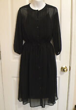 2 Pieces Uniqlo Sheer Black and Camisole Slip 3/4 Sleeves Full Button Dress XS