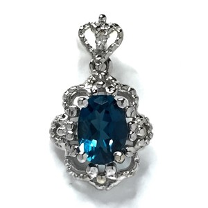 Natural London Blue Topaz and Diamond Filigree Pendant ...